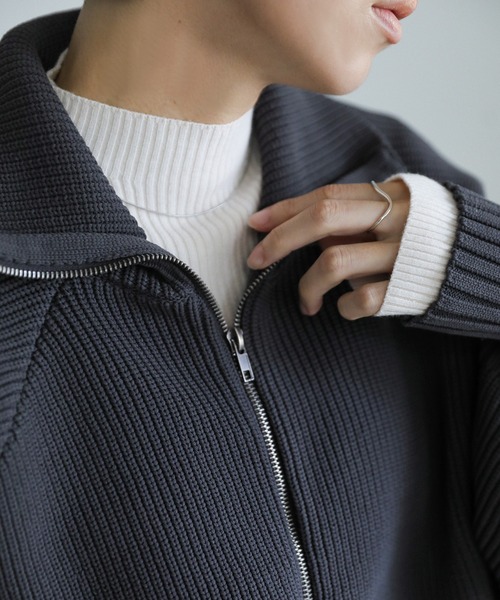 select MOCA（セレクトモカ）の「スポンディッシュダブルジップニット（ニット/セーター・レディース・グレー/アイボリー/ブラック・FREE）」の18枚目の写真