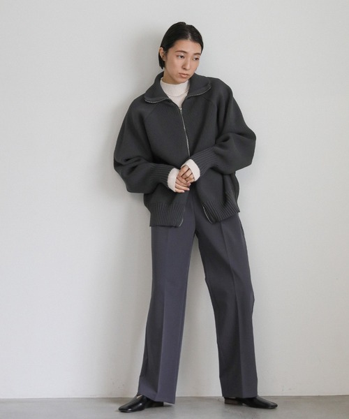 select MOCA（セレクトモカ）の「スポンディッシュダブルジップニット（ニット/セーター・レディース・グレー/アイボリー/ブラック・FREE）」の5枚目の写真