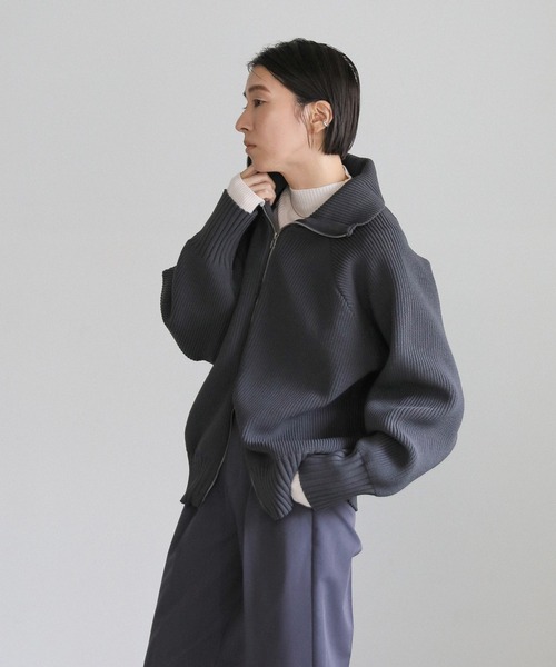 select MOCA（セレクトモカ）の「スポンディッシュダブルジップニット（ニット/セーター・レディース・グレー/アイボリー/ブラック・FREE）」の17枚目の写真