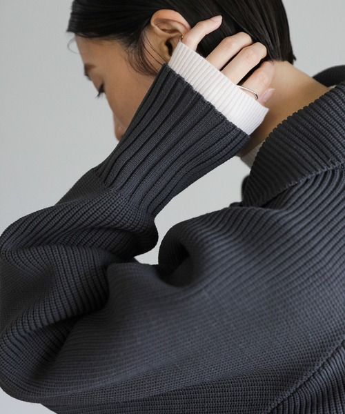 select MOCA（セレクトモカ）の「スポンディッシュダブルジップニット（ニット/セーター・レディース・グレー/アイボリー/ブラック・FREE）」の20枚目の写真