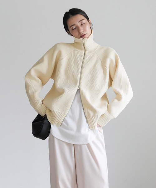 select MOCA（セレクトモカ）の「スポンディッシュダブルジップニット（ニット/セーター・レディース・グレー/アイボリー/ブラック・FREE）」の7枚目の写真