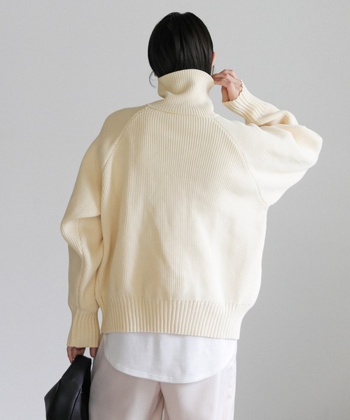 select MOCA（セレクトモカ）の「スポンディッシュダブルジップニット（ニット/セーター・レディース・グレー/アイボリー/ブラック・FREE）」の13枚目の写真