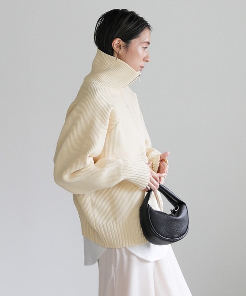 select MOCA（セレクトモカ）の「スポンディッシュダブルジップニット（ニット/セーター・レディース・グレー/アイボリー/ブラック・FREE）」の11枚目の写真