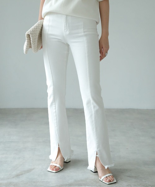 each（イーチ）の「前スリットスキニーデニム（デニムパンツ・レディース・ブラック/ブルー/ホワイト・LARGE/MEDIUM）」の4枚目の写真