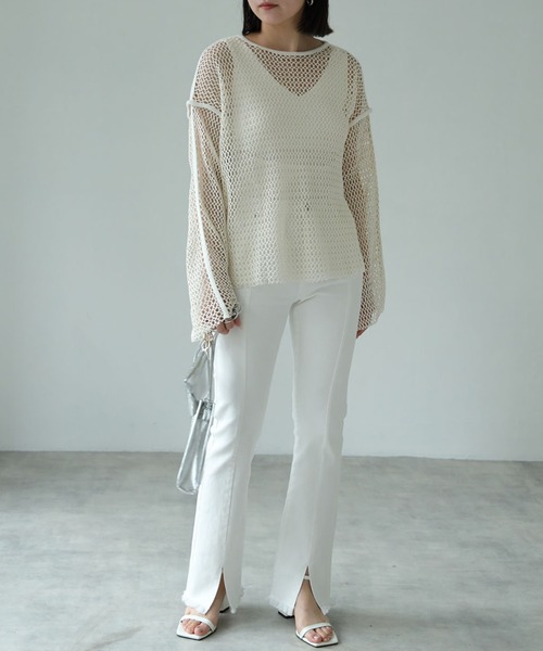 each（イーチ）の「前スリットスキニーデニム（デニムパンツ・レディース・ブラック/ブルー/ホワイト・LARGE/MEDIUM）」の7枚目の写真