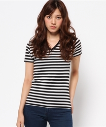 AZUL by moussy | CVC天竺BCヨーク切替V/N半袖PO(Tシャツ/カットソー)