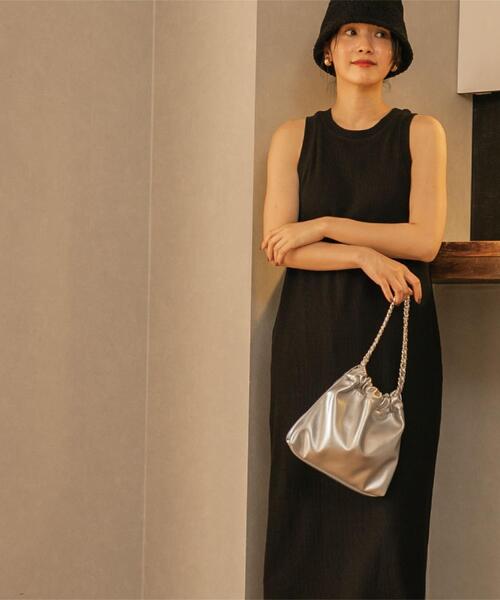 coen(コーエン)の「【WEB限定】カップ付きTCワッフルアメスリワンピース(ワンピース・レディース・ブラック/ブラウン・FREE)」の2枚目の写真