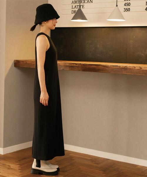 coen(コーエン)の「【WEB限定】カップ付きTCワッフルアメスリワンピース(ワンピース・レディース・ブラック/ブラウン・FREE)」の3枚目の写真