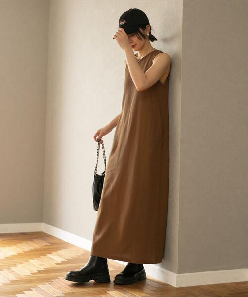 coen(コーエン)の「【WEB限定】カップ付きTCワッフルアメスリワンピース(ワンピース・レディース・ブラック/ブラウン・FREE)」の8枚目の写真