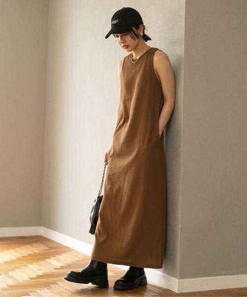 coen(コーエン)の「【WEB限定】カップ付きTCワッフルアメスリワンピース(ワンピース・レディース・ブラック/ブラウン・FREE)」の9枚目の写真