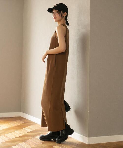 coen(コーエン)の「【WEB限定】カップ付きTCワッフルアメスリワンピース(ワンピース・レディース・ブラック/ブラウン・FREE)」の10枚目の写真