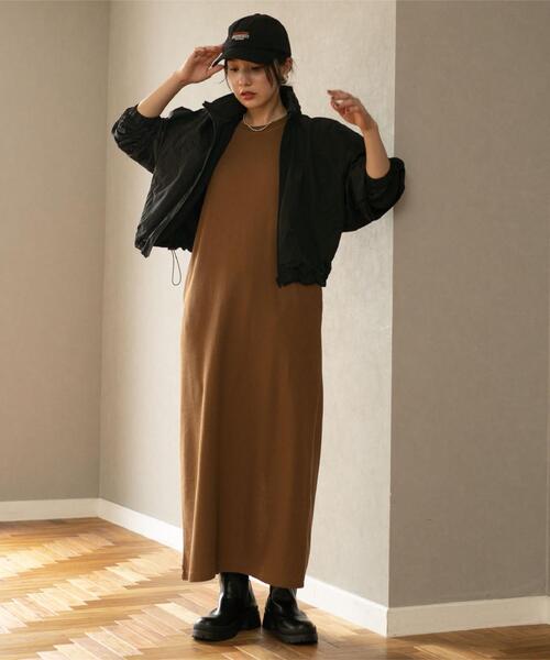 coen(コーエン)の「【WEB限定】カップ付きTCワッフルアメスリワンピース(ワンピース・レディース・ブラック/ブラウン・FREE)」の12枚目の写真