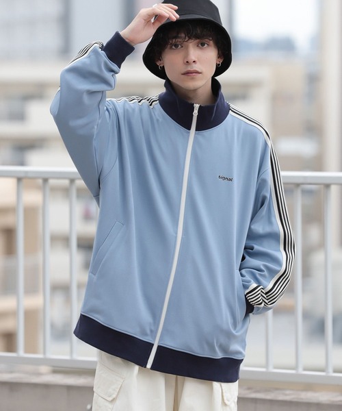SIGNAL SPORTS（シグナルスポーツ）の「【SIGNAL SPORTS】ワンポイント刺繍/ライントラックジャケット（ブルゾン・メンズ・ライトブルー/ブラック・LARGE/MEDIUM/SMALL）」の8枚目の写真