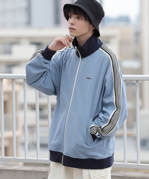 SIGNAL SPORTS（シグナルスポーツ）の「【SIGNAL SPORTS】ワンポイント刺繍/ライントラックジャケット（ブルゾン・メンズ・ライトブルー/ブラック・LARGE/MEDIUM/SMALL）」の9枚目の写真