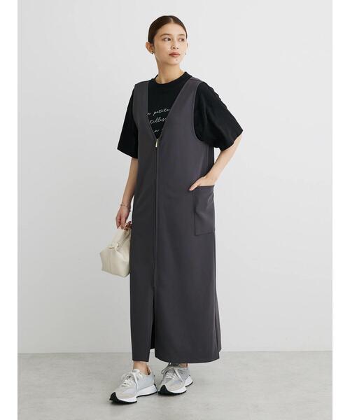 ELENCARE DUE（エレンカーレデュエ）の「・ELENCARE　DUE　2wayVネックジャンスカ（ワンピース・レディース・ブラック/グレイッシュベージュ/チャコールグレー・FREE）」の4枚目の写真