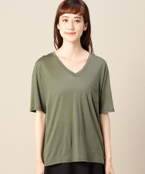 BEAUTY&YOUTH UNITED ARROWS(ビューティーアンドユースユナイテッドアローズ)の「BY コットンレーヨン ポケットVネックTシャツ◆(Tシャツ/カットソー・レディース・ホワイト/ブラック/イエロー/オリーブ・フリー)」の7枚目の写真