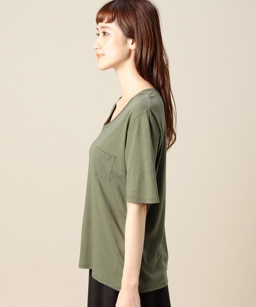 BEAUTY&YOUTH UNITED ARROWS(ビューティーアンドユースユナイテッドアローズ)の「BY コットンレーヨン ポケットVネックTシャツ◆(Tシャツ/カットソー・レディース・ホワイト/ブラック/イエロー/オリーブ・フリー)」の8枚目の写真