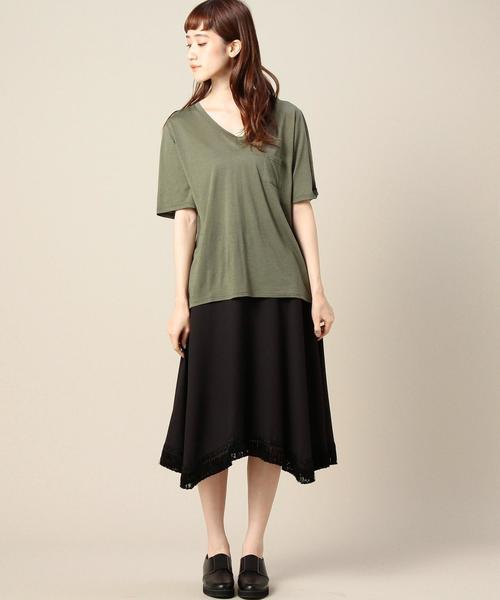 BEAUTY&YOUTH UNITED ARROWS(ビューティーアンドユースユナイテッドアローズ)の「BY コットンレーヨン ポケットVネックTシャツ◆(Tシャツ/カットソー・レディース・ホワイト/ブラック/イエロー/オリーブ・フリー)」の9枚目の写真