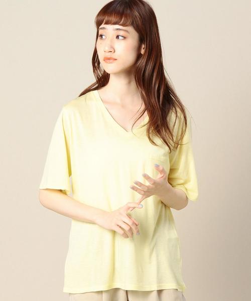 BEAUTY&YOUTH UNITED ARROWS(ビューティーアンドユースユナイテッドアローズ)の「BY コットンレーヨン ポケットVネックTシャツ◆(Tシャツ/カットソー・レディース・ホワイト/ブラック/イエロー/オリーブ・フリー)」の22枚目の写真