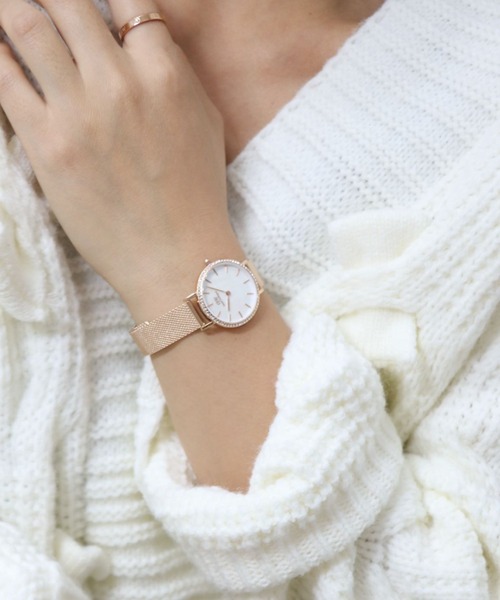 Daniel Wellington（ダニエルウェリントン）の「Petite Bezel Mesh MoP 28mm（アナログ腕時計・レディース・ホワイト×ゴールド/ピンクゴールド/ブラック×シルバー・28mm）」の15枚目の写真