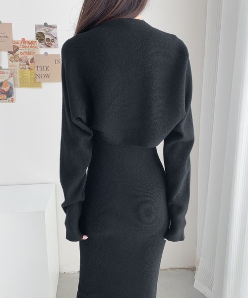 ABITOKYO(アビトーキョー)の「ショート丈ボレロ&ハイネックニットワンピース2点セット(ワンピース・レディース・アイボリー/ブラック/グリーン/ベージュ・FREE)」の5枚目の写真