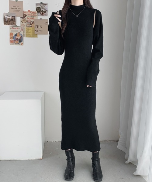 ABITOKYO(アビトーキョー)の「ショート丈ボレロ&ハイネックニットワンピース2点セット(ワンピース・レディース・アイボリー/ブラック/グリーン/ベージュ・FREE)」の8枚目の写真