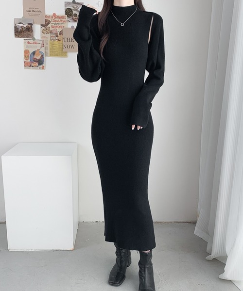 ABITOKYO(アビトーキョー)の「ショート丈ボレロ&ハイネックニットワンピース2点セット(ワンピース・レディース・アイボリー/ブラック/グリーン/ベージュ・FREE)」の9枚目の写真