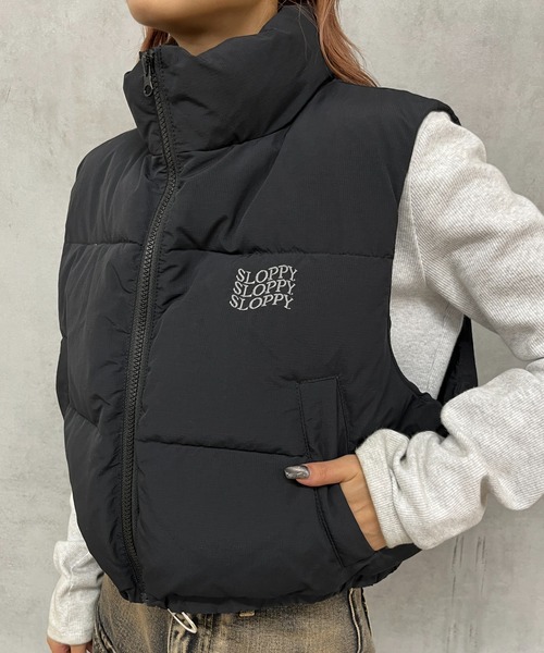 WHO'S WHO gallery（フーズフーギャラリー）の「【SLOPPY/スロッピー】SLOPPY中綿ベスト（ダウンベスト・レディース・チャコールグレー/ブラウン/アイボリー/ブラック/ブラック系その他・SMALL）」の18枚目の写真