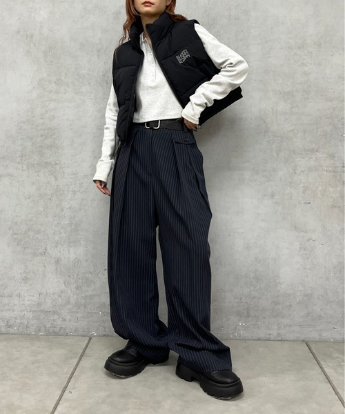 WHO'S WHO gallery（フーズフーギャラリー）の「【SLOPPY/スロッピー】SLOPPY中綿ベスト（ダウンベスト・レディース・チャコールグレー/ブラウン/アイボリー/ブラック/ブラック系その他・SMALL）」の6枚目の写真