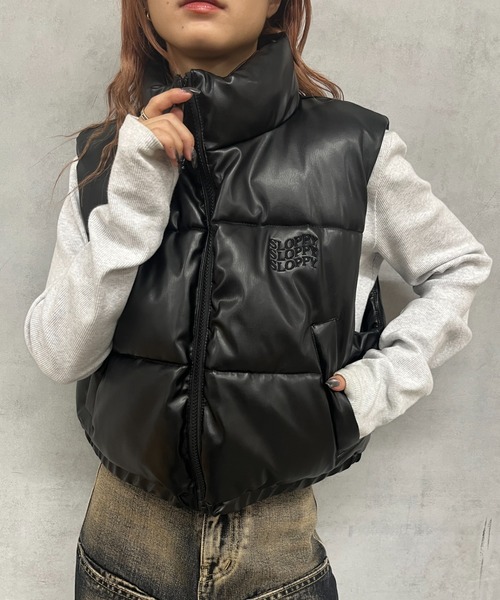 WHO'S WHO gallery（フーズフーギャラリー）の「【SLOPPY/スロッピー】SLOPPY中綿ベスト（ダウンベスト・レディース・チャコールグレー/ブラウン/アイボリー/ブラック/ブラック系その他・SMALL）」の8枚目の写真