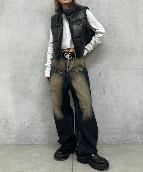 WHO'S WHO gallery（フーズフーギャラリー）の「【SLOPPY/スロッピー】SLOPPY中綿ベスト（ダウンベスト・レディース・チャコールグレー/ブラウン/アイボリー/ブラック/ブラック系その他・SMALL）」の11枚目の写真