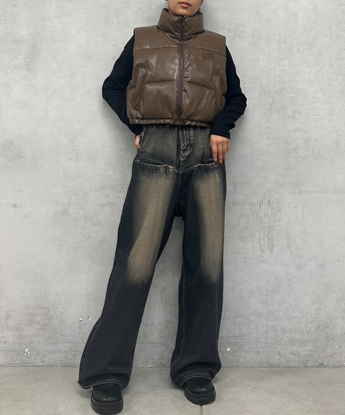 WHO'S WHO gallery（フーズフーギャラリー）の「【SLOPPY/スロッピー】SLOPPY中綿ベスト（ダウンベスト・レディース・チャコールグレー/ブラウン/アイボリー/ブラック/ブラック系その他・SMALL）」の14枚目の写真