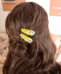 VIBGYOR Women（ヴィブジョー　ウィメン）の「【float】2本セット ハートモチーフ ビジュー ベロアヘアクリップ（バレッタ/ヘアクリップ・キッズ）」