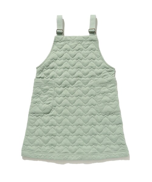 SHOO・LA・RUE(シューラルー)の「◆【110-140cm】ハートキルトジャンスカワンピ(ワンピース・キッズ・グリーン系/アイボリー・13/14/11/12)」の3枚目の写真