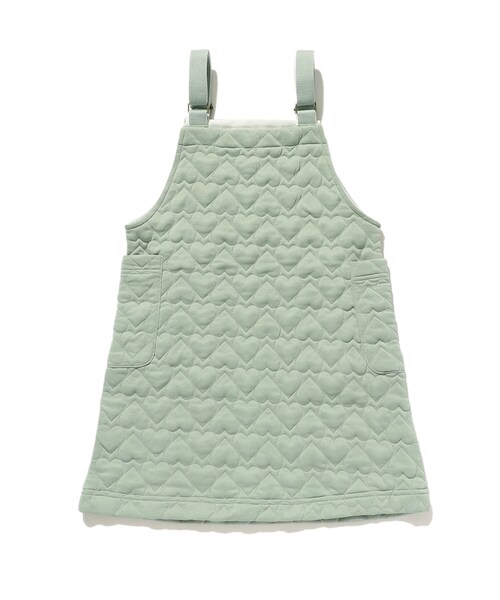 SHOO・LA・RUE(シューラルー)の「◆【110-140cm】ハートキルトジャンスカワンピ(ワンピース・キッズ・グリーン系/アイボリー・13/14/11/12)」の4枚目の写真