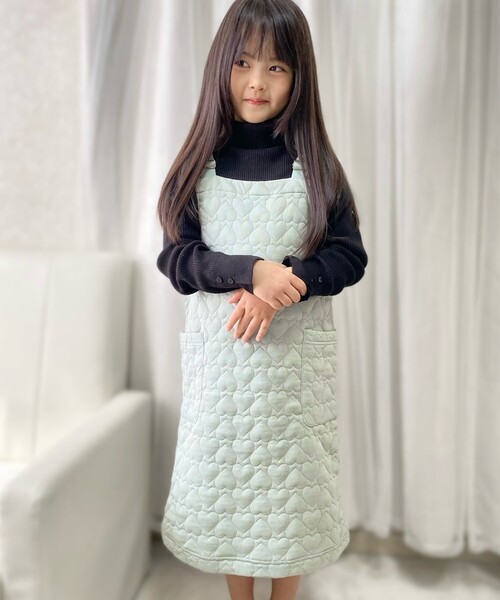 SHOO・LA・RUE(シューラルー)の「◆【110-140cm】ハートキルトジャンスカワンピ(ワンピース・キッズ・グリーン系/アイボリー・13/14/11/12)」の10枚目の写真