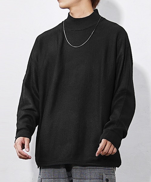 MinoriTY（マイノリティ）の「【MinoriTY】ビッグシルエットミラノリブ編みモックネックニット モックネックセーター メンズ 春服 冬服 ルーズシルエット ルーズフィット オーバーサイズ（ニット/セーター・メンズ・ベージュ/ブラック/アイボリー/モカ・L/M/S）」の9枚目の写真