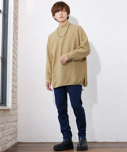 MinoriTY（マイノリティ）の「【MinoriTY】ビッグシルエットミラノリブ編みモックネックニット モックネックセーター メンズ 春服 冬服 ルーズシルエット ルーズフィット オーバーサイズ（ニット/セーター・メンズ・ベージュ/ブラック/アイボリー/モカ・L/M/S）」の13枚目の写真