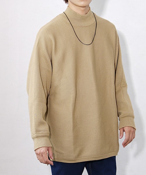 MinoriTY（マイノリティ）の「【MinoriTY】ビッグシルエットミラノリブ編みモックネックニット モックネックセーター メンズ 春服 冬服 ルーズシルエット ルーズフィット オーバーサイズ（ニット/セーター・メンズ・ベージュ/ブラック/アイボリー/モカ・L/M/S）」の11枚目の写真