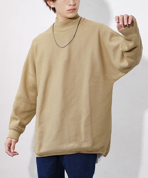 MinoriTY（マイノリティ）の「【MinoriTY】ビッグシルエットミラノリブ編みモックネックニット モックネックセーター メンズ 春服 冬服 ルーズシルエット ルーズフィット オーバーサイズ（ニット/セーター・メンズ・ベージュ/ブラック/アイボリー/モカ・L/M/S）」の12枚目の写真