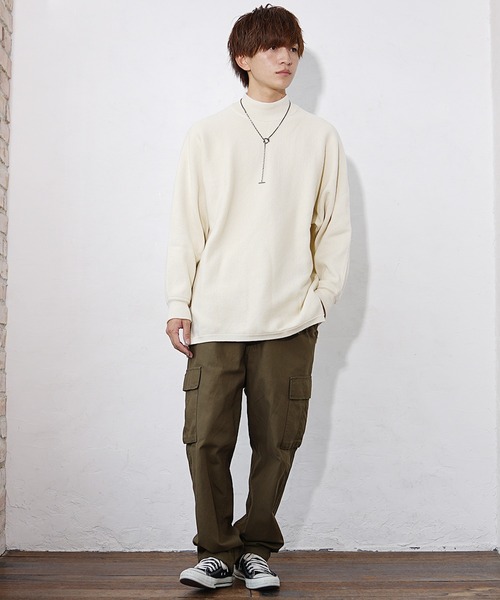 MinoriTY（マイノリティ）の「【MinoriTY】ビッグシルエットミラノリブ編みモックネックニット モックネックセーター メンズ 春服 冬服 ルーズシルエット ルーズフィット オーバーサイズ（ニット/セーター・メンズ・ベージュ/ブラック/アイボリー/モカ・L/M/S）」の7枚目の写真