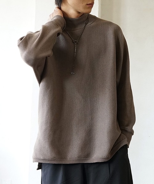 MinoriTY（マイノリティ）の「【MinoriTY】ビッグシルエットミラノリブ編みモックネックニット モックネックセーター メンズ 春服 冬服 ルーズシルエット ルーズフィット オーバーサイズ（ニット/セーター・メンズ・ベージュ/ブラック/アイボリー/モカ・L/M/S）」の18枚目の写真