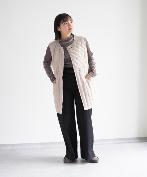 cepo（セポ）の「ベロアメッシュハイネックインナー（Tシャツ/カットソー・レディース・グレー/オフホワイト/ブラック・M）」の11枚目の写真