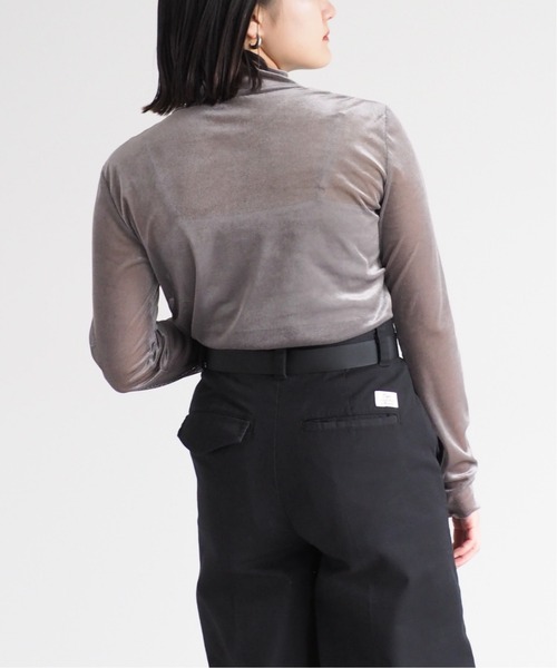 cepo（セポ）の「ベロアメッシュハイネックインナー（Tシャツ/カットソー・レディース・グレー/オフホワイト/ブラック・M）」の7枚目の写真