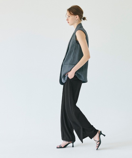 coca(coca)(コカ)の「スリット入りサイドラインジャージーパンツ(その他パンツ・レディース・ネイビー/ブラック/グレー・LONG/SHORT/MEDIUM)」の16枚目の写真