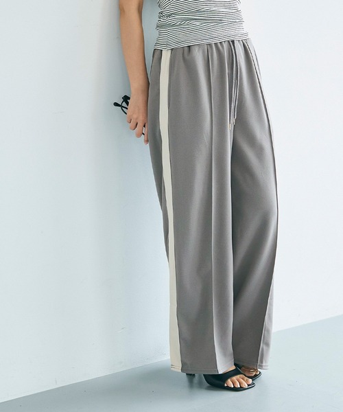 スリット入りサイドラインジャージーパンツ（その他パンツ）｜coca