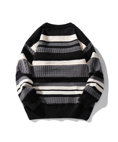 aimoha(アイモハ)の「aimoha outdoor ボーダー クールネック オーバーサイズ ニット (AW)(ニット/セーター・レディース・ブラック/ベージュ/オフホワイト・MEDIUM/LARGE/X-LARGE)」の14枚目の写真