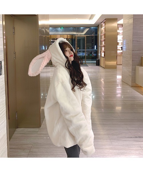 ⚫︎美品 LAVITA ラヴィータブルーフォックスファー カシミヤ ポンチョ セール】ロマンティックガーリーうさ耳フェイクファーコート