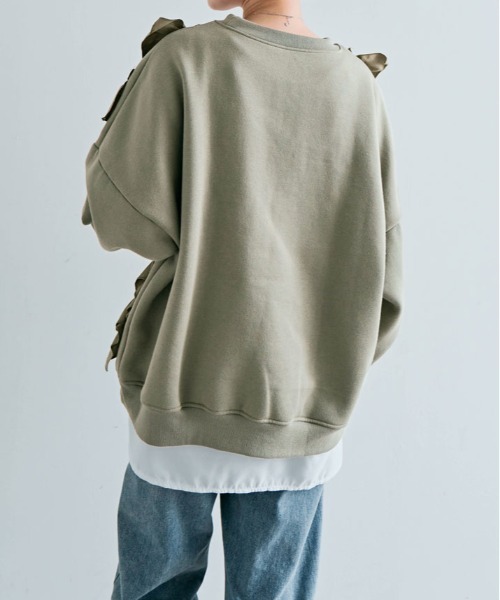 kirakiraShop(キラキラショップ)の「裏起毛 ラッフル スウェット プルオーバー(スウェット・レディース・オフホワイト/ブラック/杢グレー/チャコール/ネイビー/カーキ・FREE)」の17枚目の写真