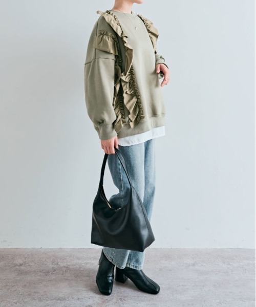 kirakiraShop(キラキラショップ)の「裏起毛 ラッフル スウェット プルオーバー(スウェット・レディース・オフホワイト/ブラック/杢グレー/チャコール/ネイビー/カーキ・FREE)」の21枚目の写真